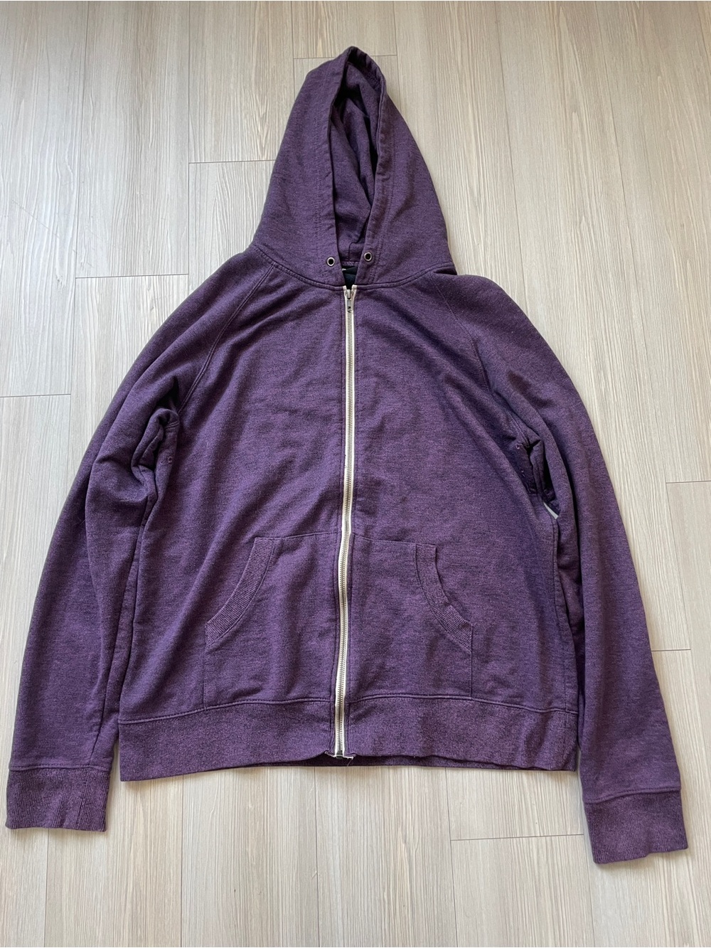 BDG Men's Full-Zip Hoodie in Deep Plum